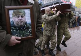 Церемония прощания с бойцом ДУК «Правый сектор» Андреем Прищепюком