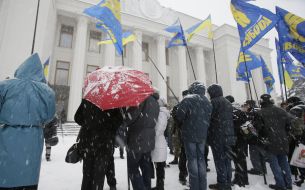 Сторонники ВО "Свобода" во время митинга