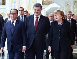 Франсуа Олланд, Петр Порошенко и Ангела Меркель