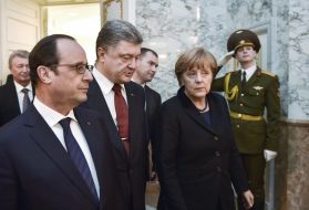 Франсуа Олланд, Петр Порошенко и Ангела Меркель
