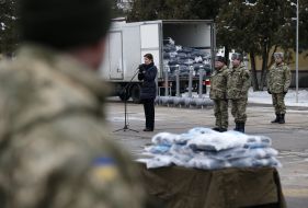Marina Poroshenko at the training center of the Ground Forces
