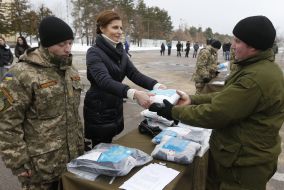 Marina Poroshenko at the training center of the Ground Forces