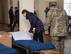 Marina Poroshenko at the training center of the Ground Forces