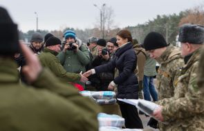 Marina Poroshenko at the training center of the Ground Forces