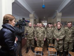 Marina Poroshenko at the training center of the Ground Forces
