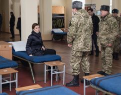 Marina Poroshenko at the training center of the Ground Forces