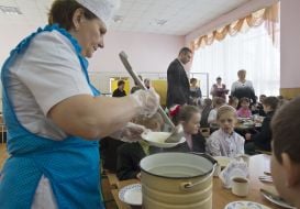 Vitali Klitschko in the school cafeteria
