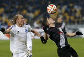 Soccer match. FC Dinamo (Kiev) 3:1 FC "Guingamp" (France)