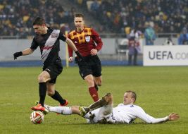 Soccer match. FC Dinamo (Kiev) 3:1 FC "Guingamp" (France)