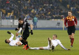 Soccer match. FC Dinamo (Kiev) 3:1 FC "Guingamp" (France)