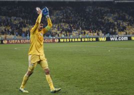 Soccer match. FC Dinamo (Kiev) 3:1 FC FC "Guingamp" (France)