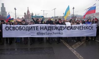 A march in support of Ukrainian pilot Nadezhda Savchenko