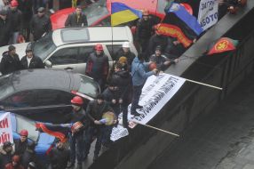Participants in the rally near the Cabinet