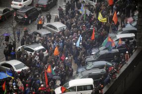 Participants in the rally near the Cabinet