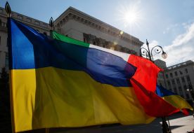 Flags of Ukraine and Italy