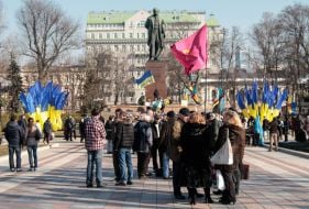 Participants of the laying flowers ceremony