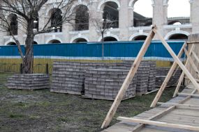 Demolished construction fence