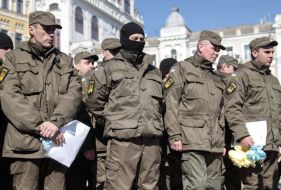 Soldiers of volunteer battalion Donbass