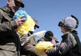 Soldiers of volunteer battalion Donbass