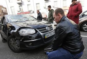 Car with bullet traces