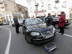 Car with bullet traces