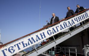 Petr Poroshenko on the frigate "Hetman Sahaidachny"