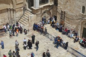View of the courtyard of the temple of the Holy Sepulchre