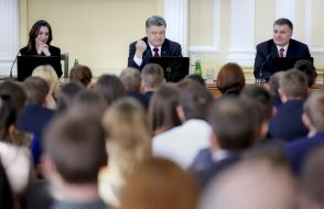 Eka Zghuladze, Petr Poroshenko and Arsen Avakov