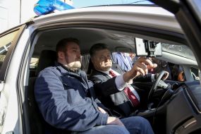 Petr Poroshenko driving a car