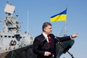 Petr Poroshenko on the frigate "Hetman Sahaidachny"