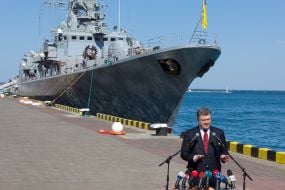 Petr Poroshenko on the frigate "Hetman Sahaidachny"