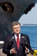 Petr Poroshenko on the frigate "Hetman Sahaidachny"
