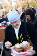 Woman holding Easter cakes