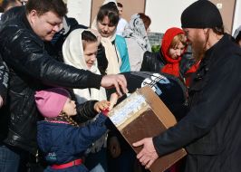 Collecting donations during the celebration of Easter