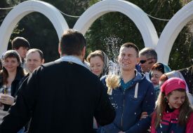 A priest performs the rite of consecration