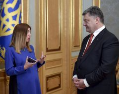 Petr Poroshenko and Ekaterina Sergatskova