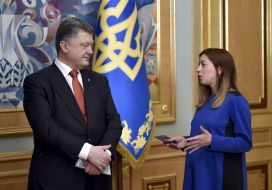 Petr Poroshenko and Ekaterina Sergatskova