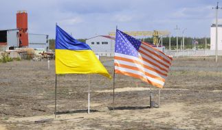 Flags of Ukraine and the USA