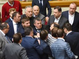 The fight at a meeting of the Ukrainian Parliament