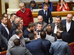 The fight at a meeting of the Ukrainian Parliament