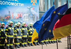 Флаги Украины, Германии и Евросоюза