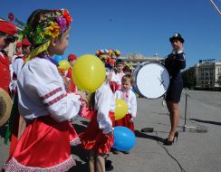 Students in traditional costumes