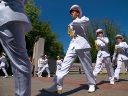 Cadets march past Memorial