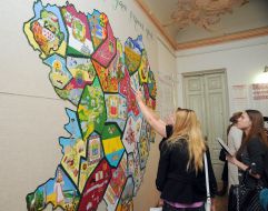 Embroidered map of Kharkiv region