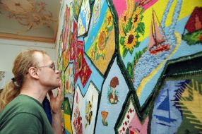 Embroidered map of Kharkiv region