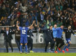 Soccer. The Europa League semifinal, May 14, 2015. FC Dnepr - FC Napoli