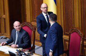 Andrey Parubiy, Arseniy Yatsenyuk and Vladimir Groysman
