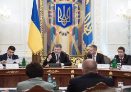 Petro Poroshenko, Vladimir Groisman, Boris Lozhkyn and Vyacheslav Kyrylenko 