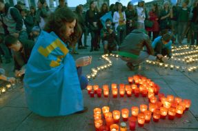 Participants of the rally-requiem "Light a flame in my heart"