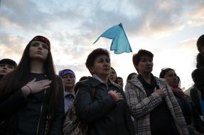 Participants of the rally-requiem "Light a flame in my heart"